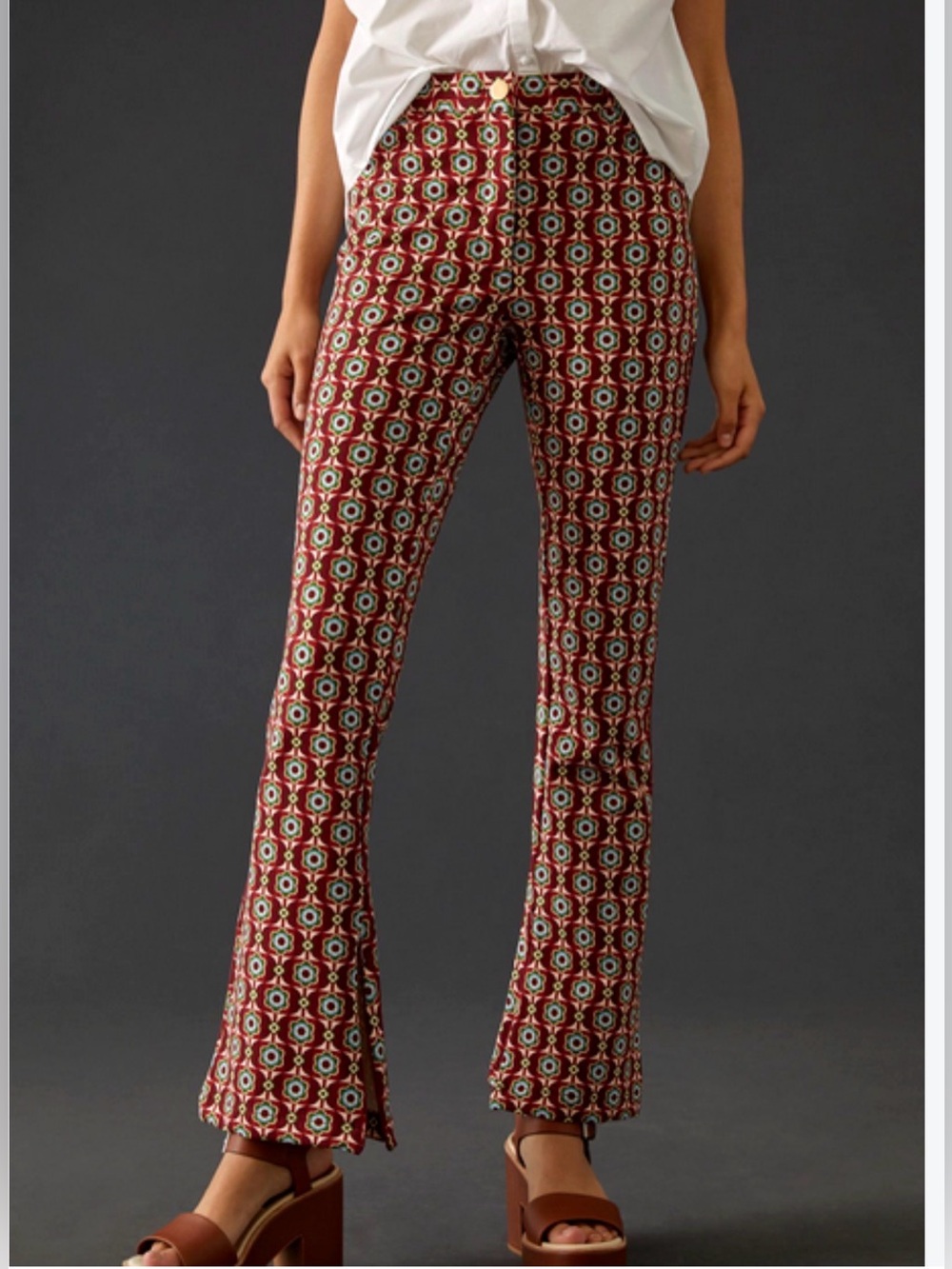 NWT Anthropologie Maeve Mid Rise Flare Retro Pants Size 2